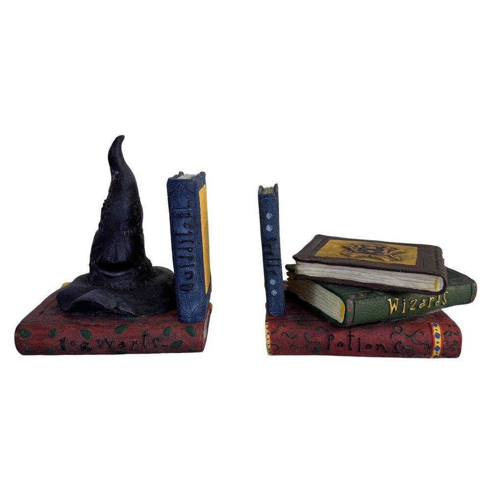 Vintage Harry Potter Sorting Hat Bookend Hogwarts Enesco Resin Original Box 1Set - Picture 5 of 10